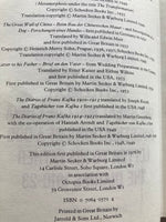 FRANZ KAFKA:

The Trial, America, In The Penal Settlement, Metamorphosis, The Castle, The Great Wall of China, Investigations of a Dog, Letter to his Father, The Diaries 1910-23.

COMPLETE & UNABRIDGED